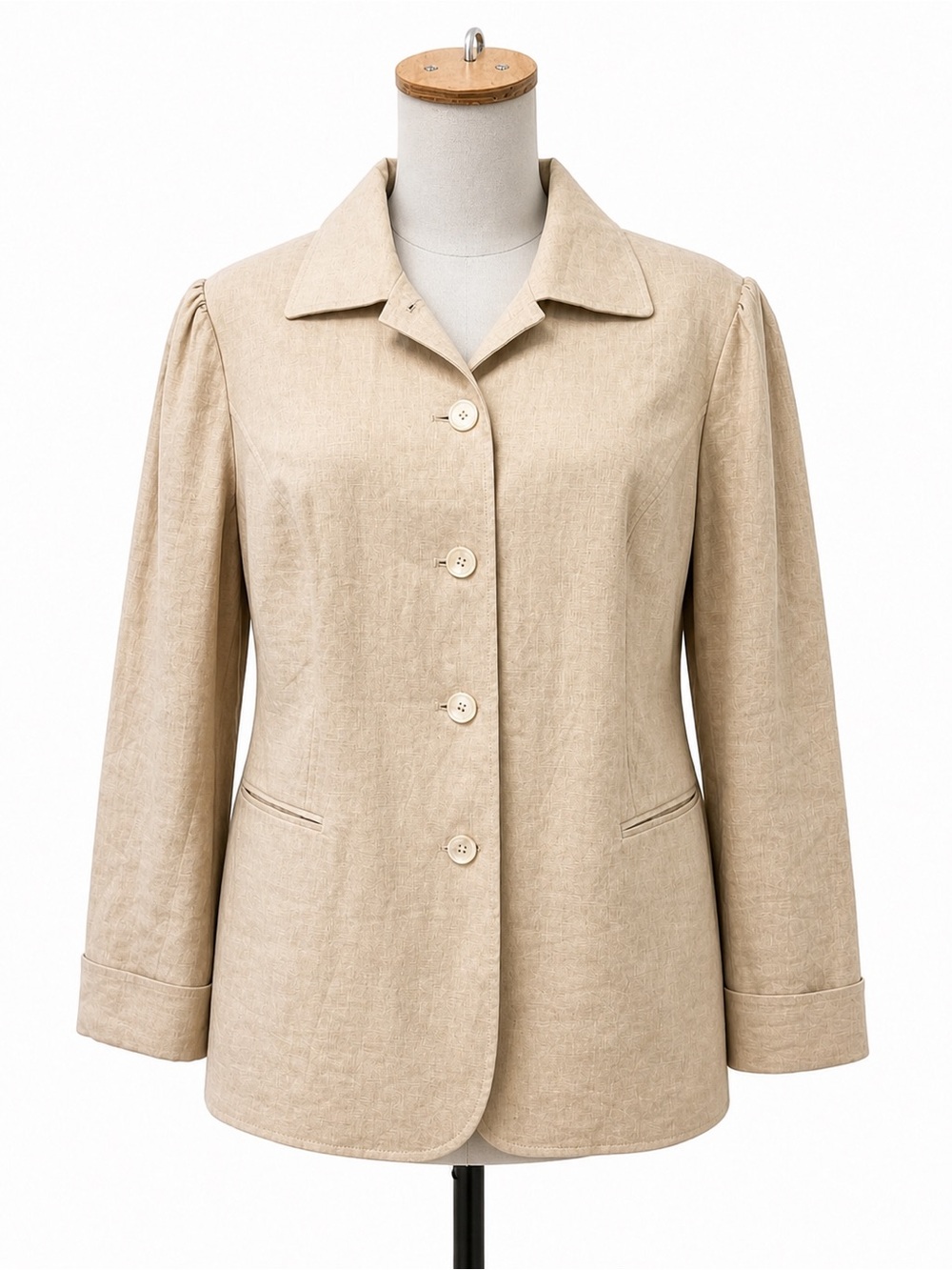 Lauren Ralph Lauren Plus Size 20W Linen Blazer Beige Lined Jacket